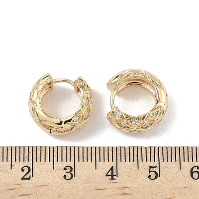 Brass Clear Cubic Zirconia Rhombus Hoop Earrings EJEW-D320-04G-1
