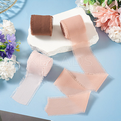 3 Rolls Polyester Raw Edges Ribbons SRIB-TAC0002-26E-1