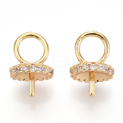 Brass Micro Pave Clear Cubic Zirconia Peg Bails KK-N254-171G-1