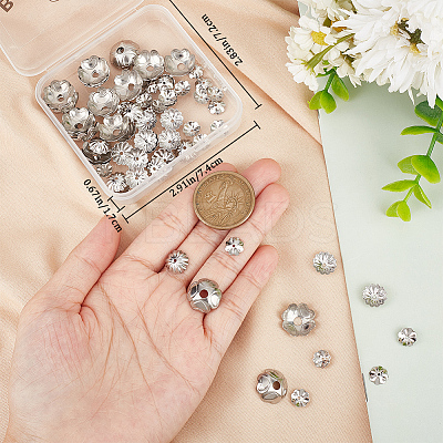 90Pcs 3 Styles 304 Stainless Steel Bead Caps STAS-BBC0002-82-1