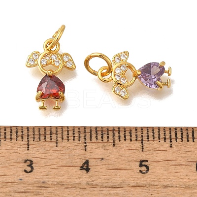 Rack Plating Brass Micro Pave Cubic Zirconia Charms KK-I716-24G-1