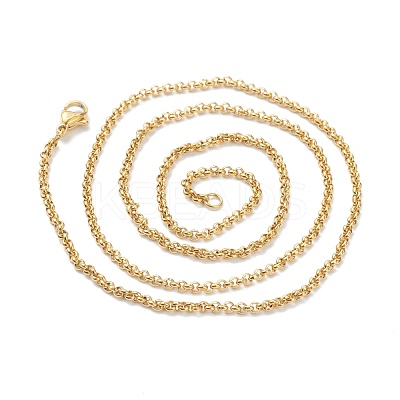 PVD Vacuum Plating 304 Stainless Steel Rolo Chain Necklaces NJEW-I248-11C-G-1