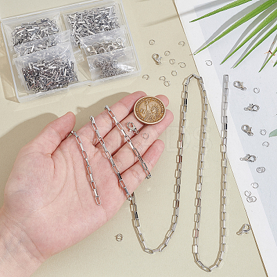DIY 304 Stainless Steel Box Chain Braceelet Necklace Making Kit DIY-UN0006-03-1