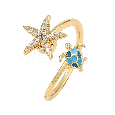 Rotatable Brass Micro Pave Cubic Zirconia Open Rings for Women RJEW-K305-02G-1