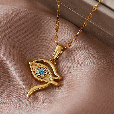 Vintage 304 Stainless Steel Glass Eye of Ra Pendant Necklaces for Women EQ3909-1