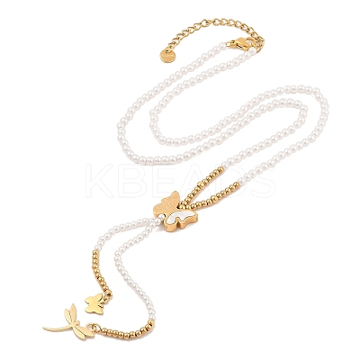 Imitation Pearl & Synthesis Shell Beaded Necklaces NJEW-A032-06G-03-1