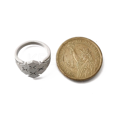 Textured Rhombus 304 Stainless Steel Finger Ring for Women RJEW-L126-06B-P-1