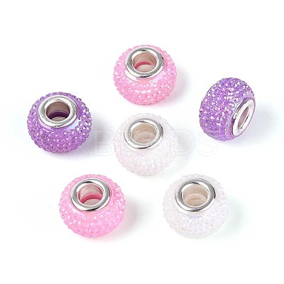 Large Hole Resin Rhinestone European Beads OPDL-T003-01G-1