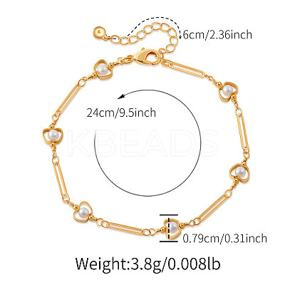 Teachers' Day Apple Brass with Plastic Pearl Bead Link Chain Anklets for Women FS-WG6989F-01-1