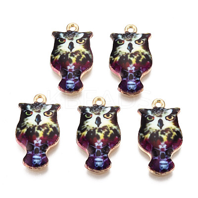 Rack Plating Alloy Enamel Pendants ENAM-N055-176F-1