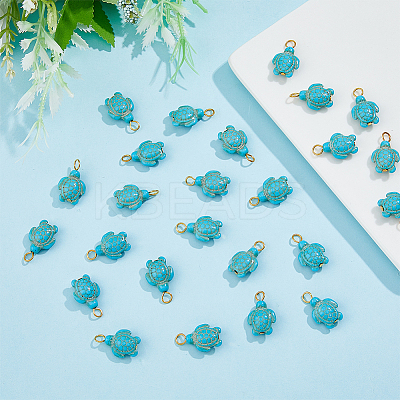 50Pcs Dyed Synthetic Turquoise Pendants PALLOY-AB00113-1