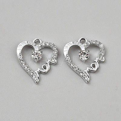 Alloy Crystal Rhinestone Pendants ALRI-WH0001-16S-1
