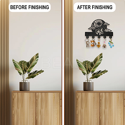 Wood & Iron Wall Mounted Hangers HJEW-WH0055-223-1