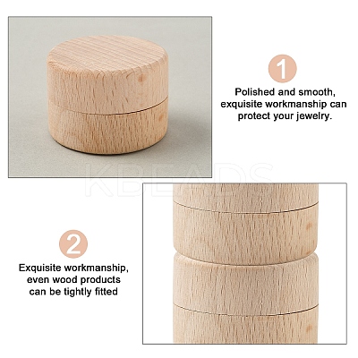 1Pc Round Beechwood Jewelry Storage Gift Box with Lid CON-YW0001-85-1
