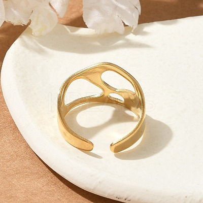 304 Stainless Steel Open Cuff Rings for Unisex RJEW-Q003-03G-1