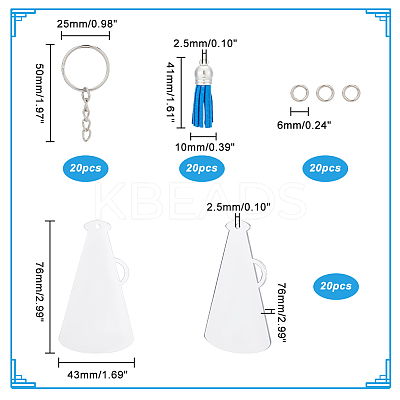 DIY Blank Loudspeaker Charm Keychain Making Kit DIY-WH0386-75-1