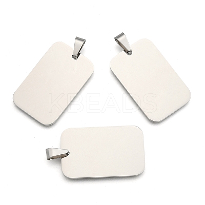 Tarnish Resistant Rectangle Tag Pendants LS-STAS-H061-04-1