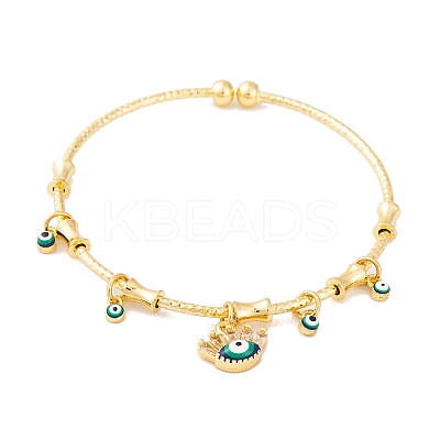 Brass Pave Clear Cubic Zirconia Charm Bangles for Women BJEW-S147-20B-G-1