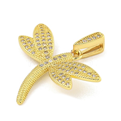 Dragonfly Rack Plating Brass Micro Pave Clear Cubic Zirconia Pendants KK-Z053-12G-1