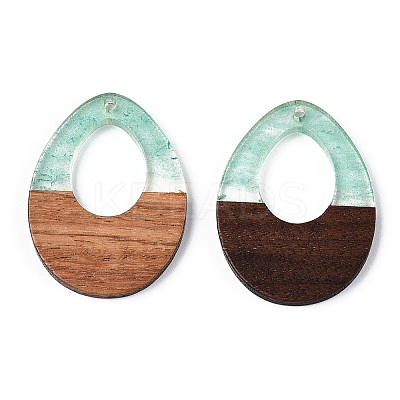 Transparent Resin & Walnut Wood Pendants LS-RESI-ZX017-24-1