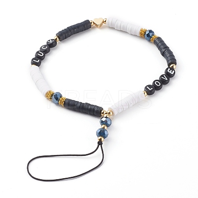 Polymer Clay Heishi Beaded Mobile Straps HJEW-JM00466-1