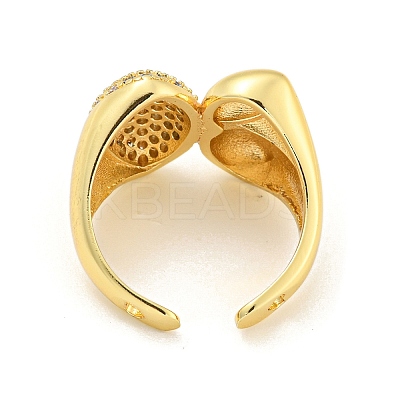Oval Clear Cubic Zirconia Open Cuff Ring RJEW-L121-042G-1