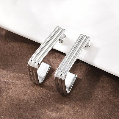 304 Stainless Steel Trapezoid Stud Earrings EJEW-P324-13P-1