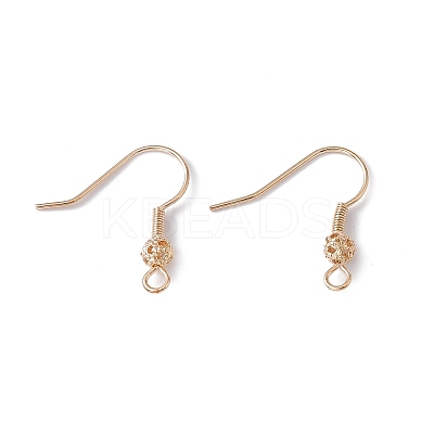 Ion Plating(IP) Brass Round Beaded Earring Hooks KK-G438-01G-1