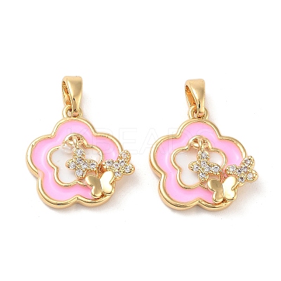 Brass Micro Pave Clear Cubic Zirconia Pendants KK-B102-13G-1
