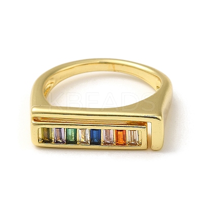 Rack Plating Real 18K Gold Plated Brass Micro Pave Clear Cubic Zirconia Finger Rings RJEW-M162-05G-01-1