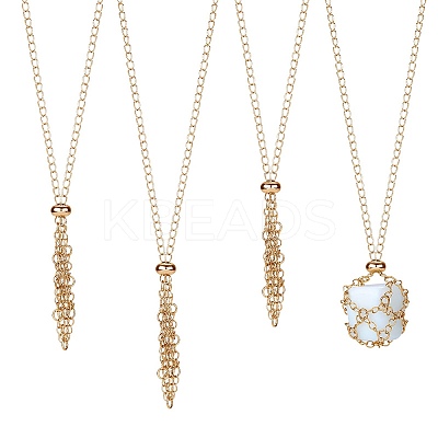 3Pcs Brass Braided Macrame Pouch Empty Stone Holder for Pendant Necklaces Making NJEW-SZ0001-67G-1