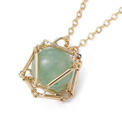 Brass Macrame Pouch Empty Stone Holder for Pendant Necklaces Making NJEW-JN04445-01-1