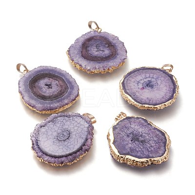 Dyed Natural Druzy Solar Quartz Crystal Pendants G-F693-01D-G-1