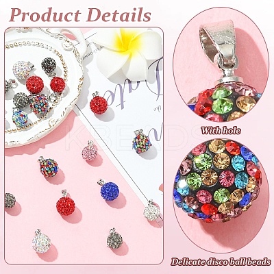 10Pcs Handmade Polymer Clay Rhinestone Pendants RB-YW0001-29A-1