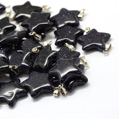 Star Synthetic Blue Goldstone Pendants G-Q367-06-1