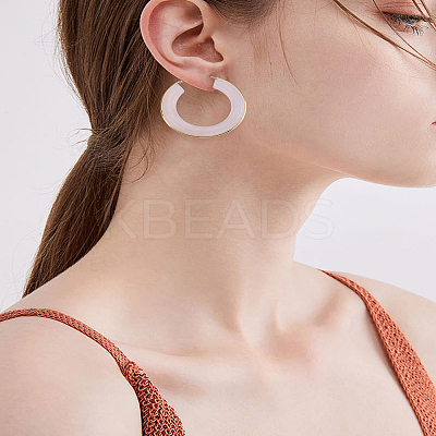 1 Pair Stylish Stainless Steel Fever Hoop Earrings EJEW-LP0011-05C-1
