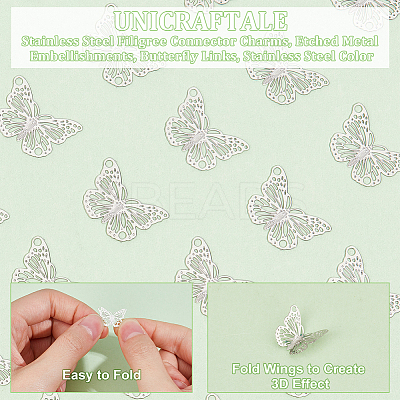 100Pcs 304 Stainless Steel Filigree Connector Charms STAS-UN0057-14-1
