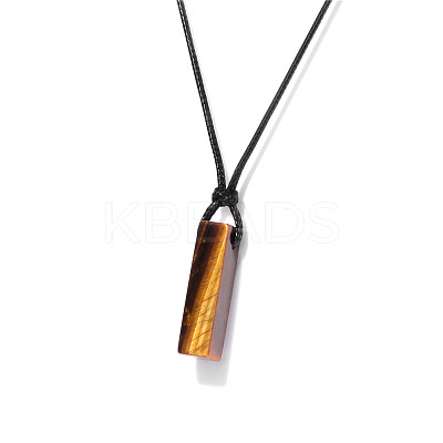 Natural Tiger Eye Cuboid Pendant Necklaces FS-WG7338A-07-1