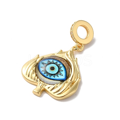 Rack Plating Brass Micro Pave Clear Cubic Zirconia European Dangle Charms KK--G504-22G-01-1