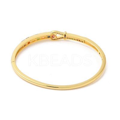 Colorful Cubic Zirconia Knot Hinged Bangle BJEW-L681-003G-1