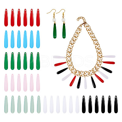 70Pcs 7 Colors Acrylic Pendants MACR-TA0001-79-1