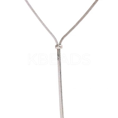 316 Surgical Stainless Steel Snake Chain Slider Lariat Necklaces for Women FS-WG6B247-01-1
