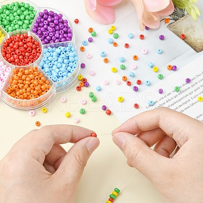 1050Pcs 7 Color 6/0 Opaque Colours Glass Seed Beads SEED-CJ0001-19-1
