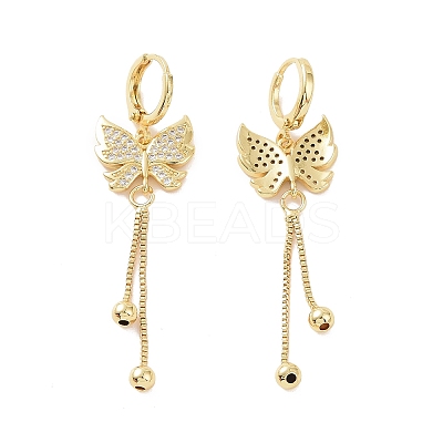 Clear Cubic Zirconia Butterfly Dangle Leverback Earrings EJEW-P224-01G-1