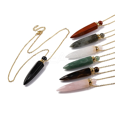 Natural Mixed Stone Bullet Shaped Perfume Bottle Pendant Necklaces G-B089-02G-1