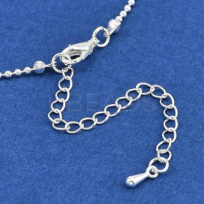 Brass Bowknot Bib Ball Chain Necklaces for Women NJEW-K386-01P-1