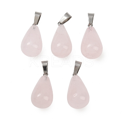 Natural Rose Quartz Pendants G-S364-072P-01-1