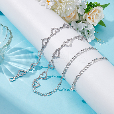 1Pc Alloy Crystal Rhinestone Heart Link Waist Belts Chains AJEW-UN0002-21P-1