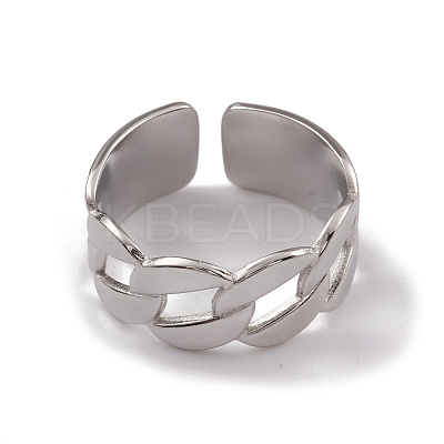 Non-Tarnish 304 Stainless Steel Curb Chains Shape Open Cuff Rings for Women RJEW-G285-54P-1