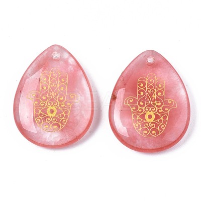 Cherry Quartz Glass Pendants G-T122-73L-1